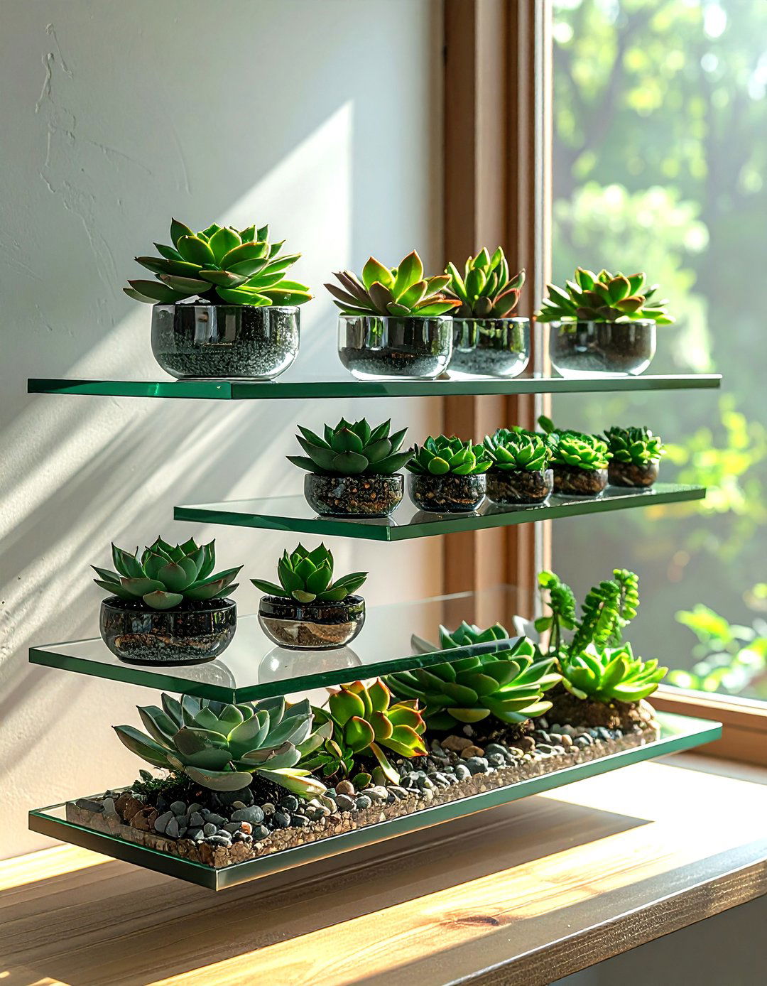 Floating glass plant shelf - 30 plant shelf ideas