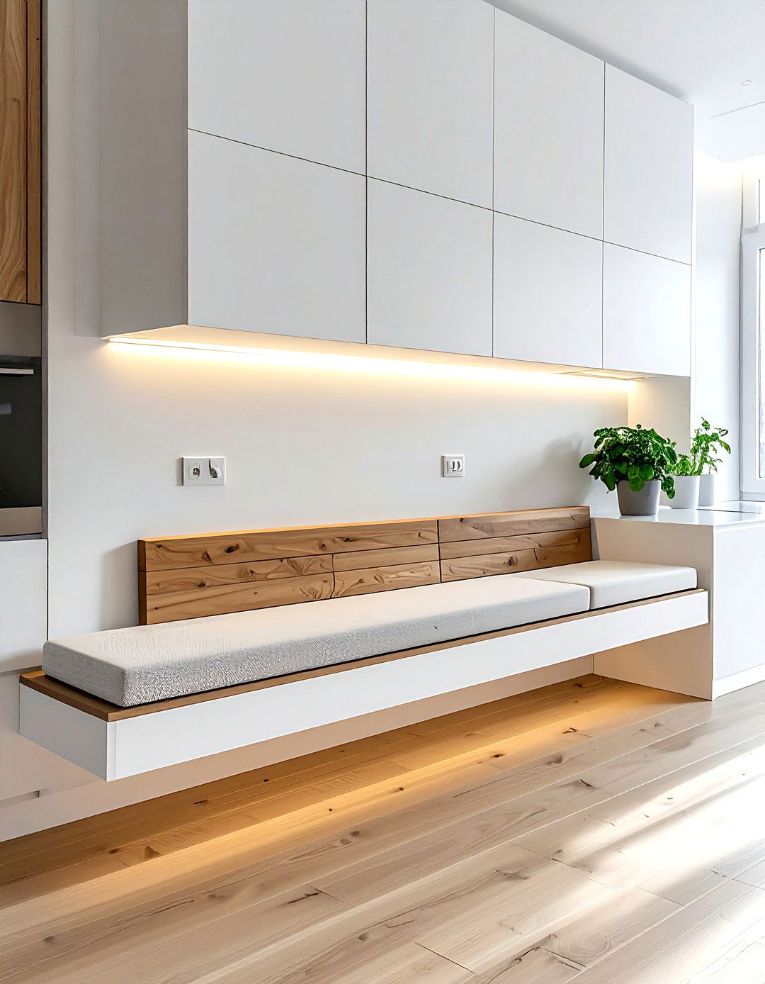 Floating kitchen bench - 30 built-in banquette kitchen ideas