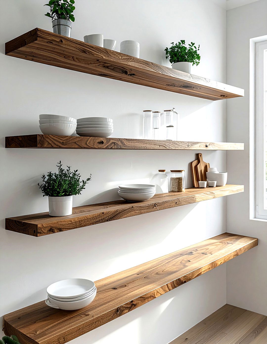 Floating kitchen shelves - 30 DIY kitchen ideas