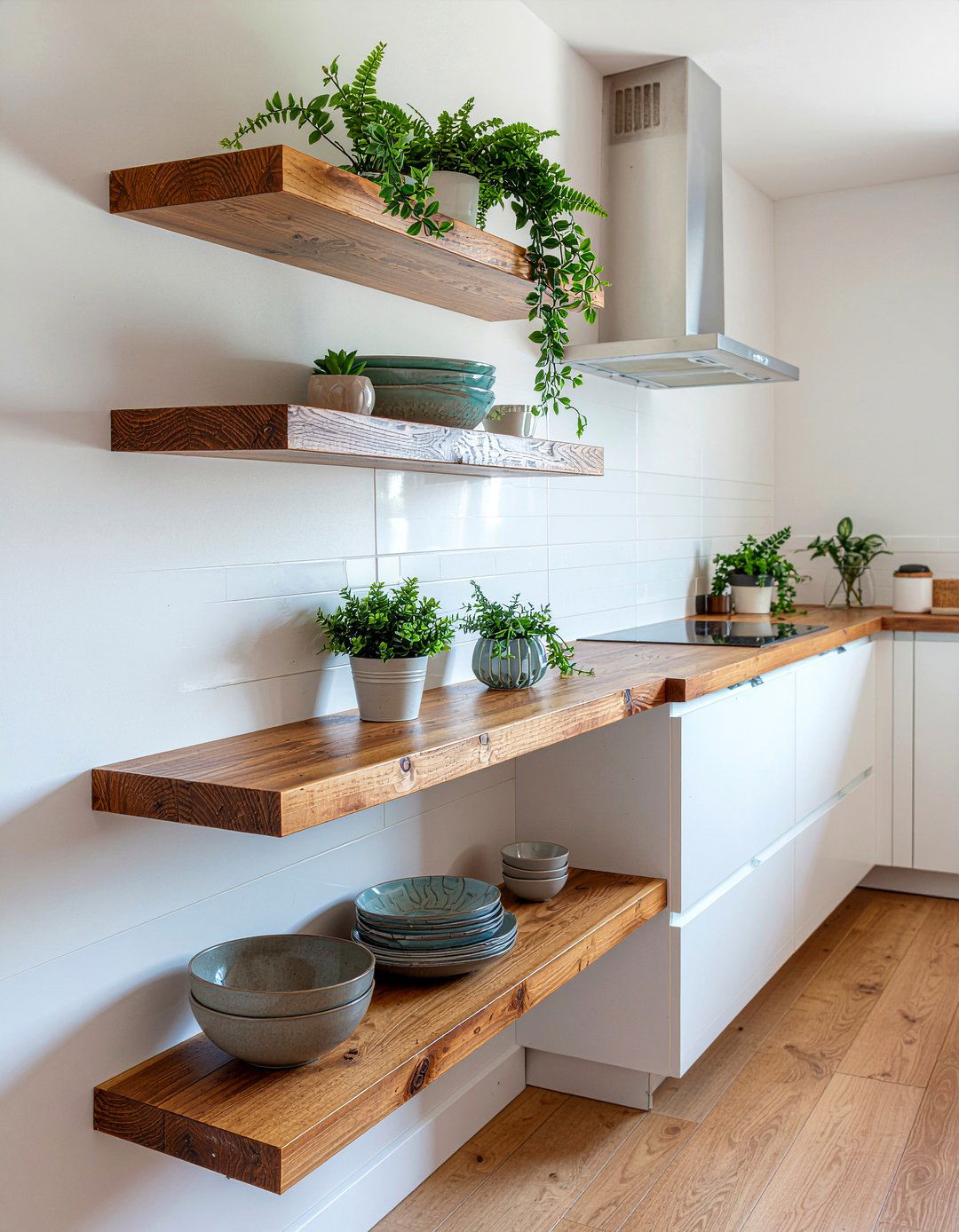 Floating kitchen shelves - 30 kitchen remodel ideas