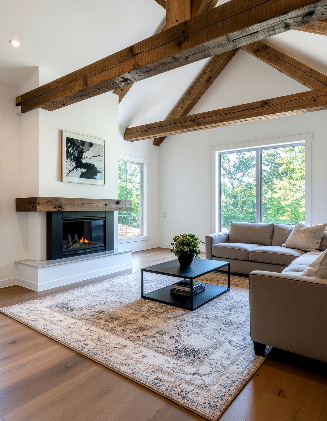 Floating mantel fireplace - 30 new construction living room ideas