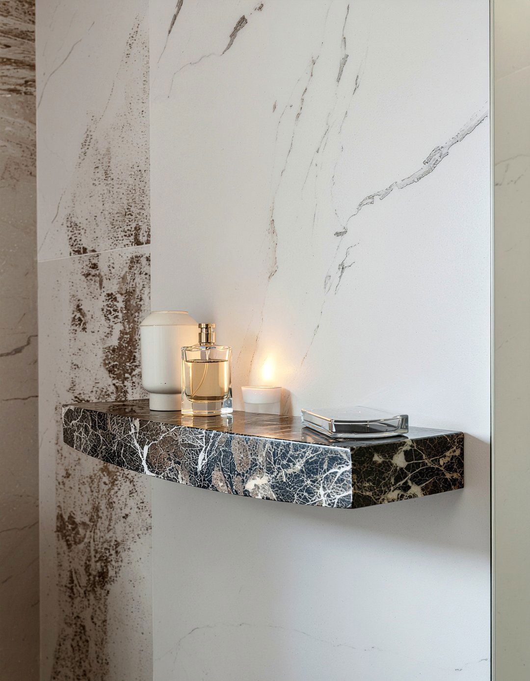 Floating marble shelf - 30 French bathroom ideas