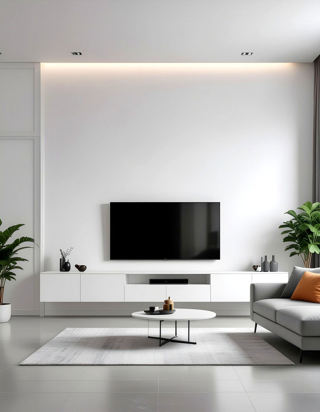Floating media console - 30 living room shelving ideas