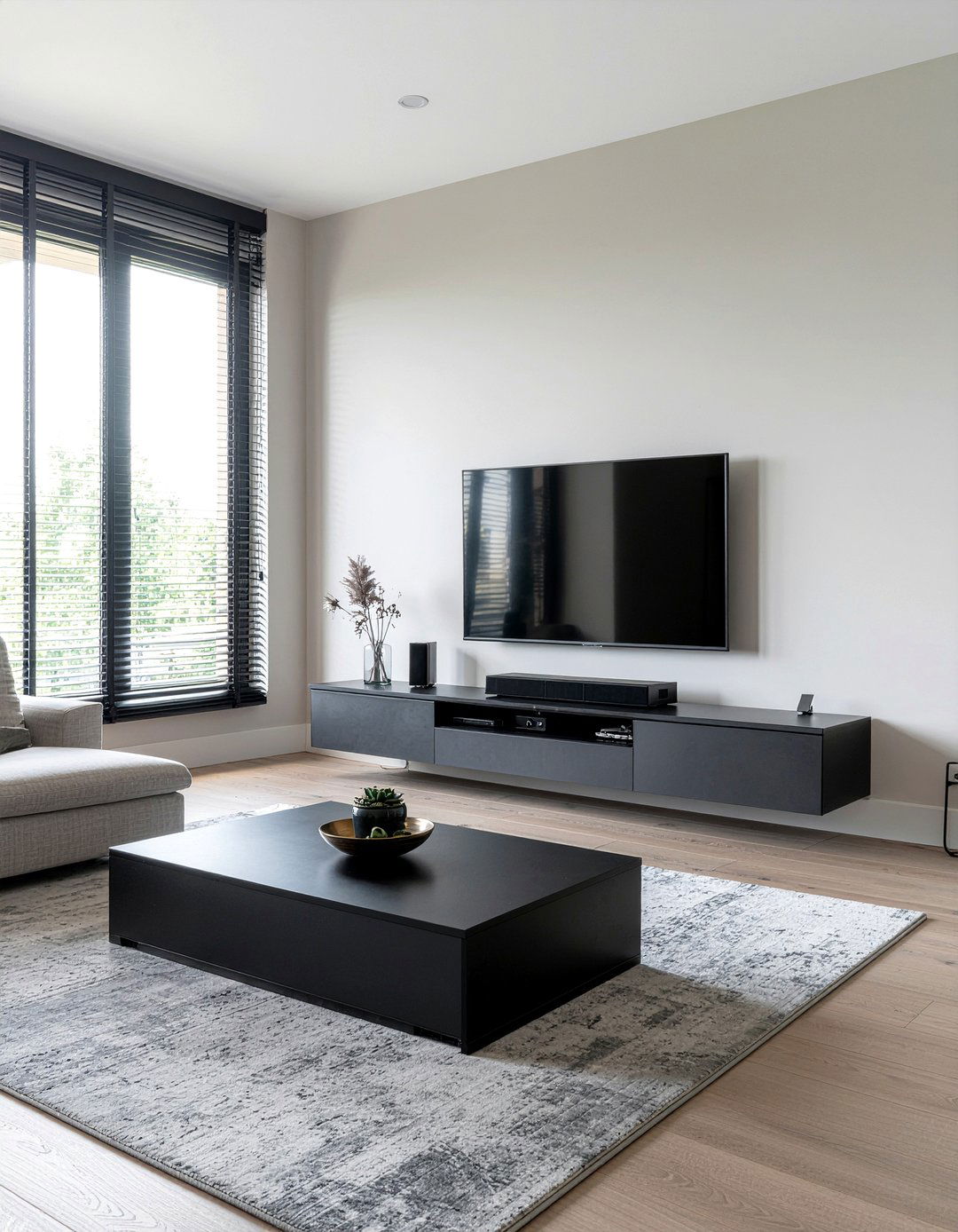 Floating media console - 30 living room storage ideas