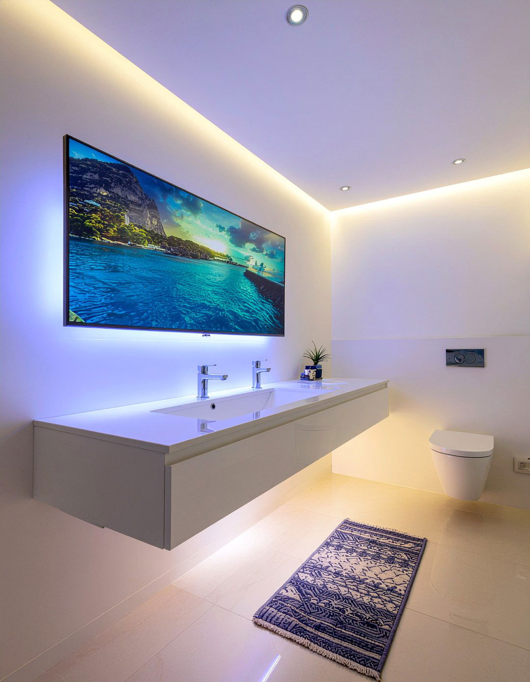 Floating mirror TV - 30 bathroom mirror TV ideas