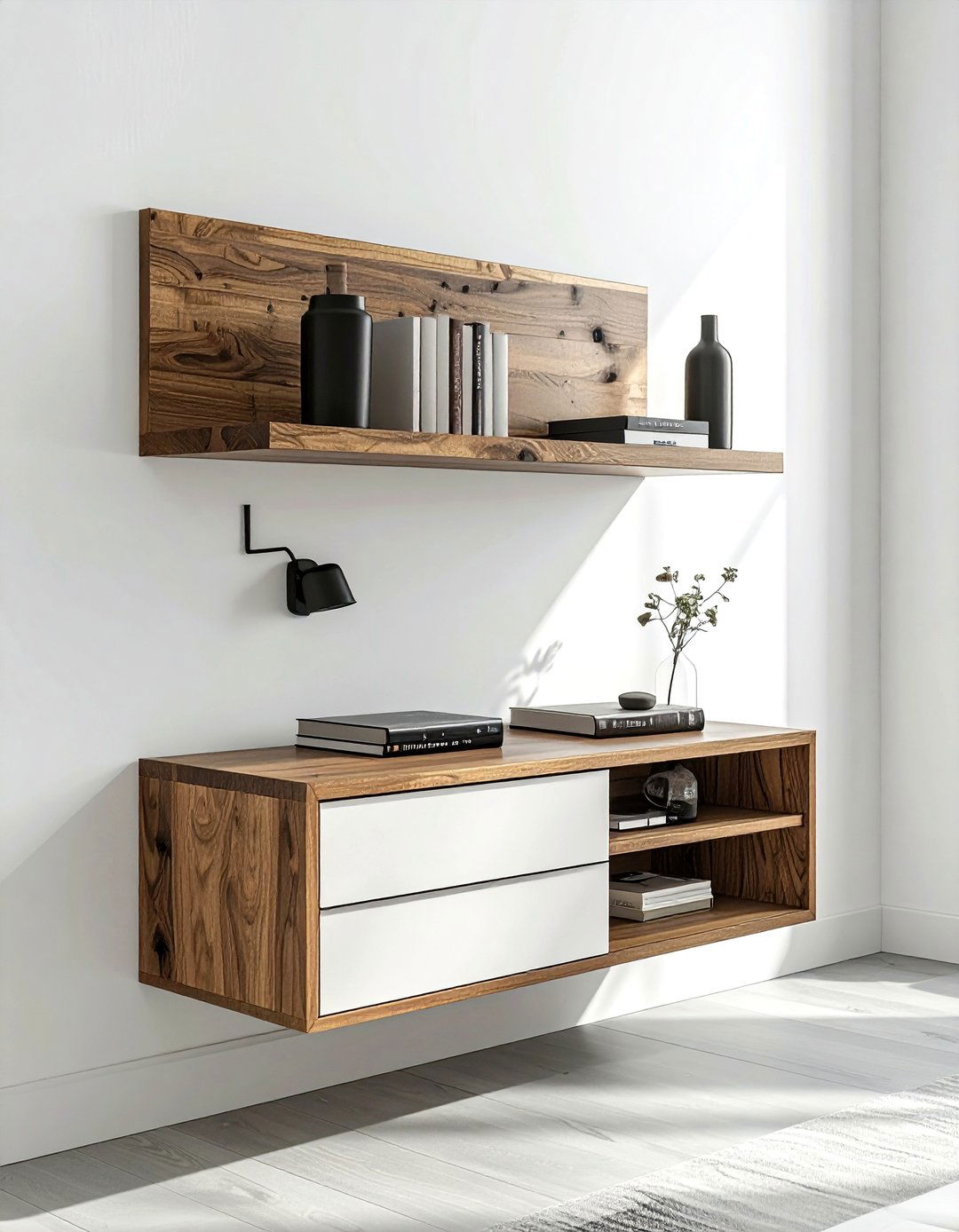 Floating nightstand styling - 30 nightstand styling ideas