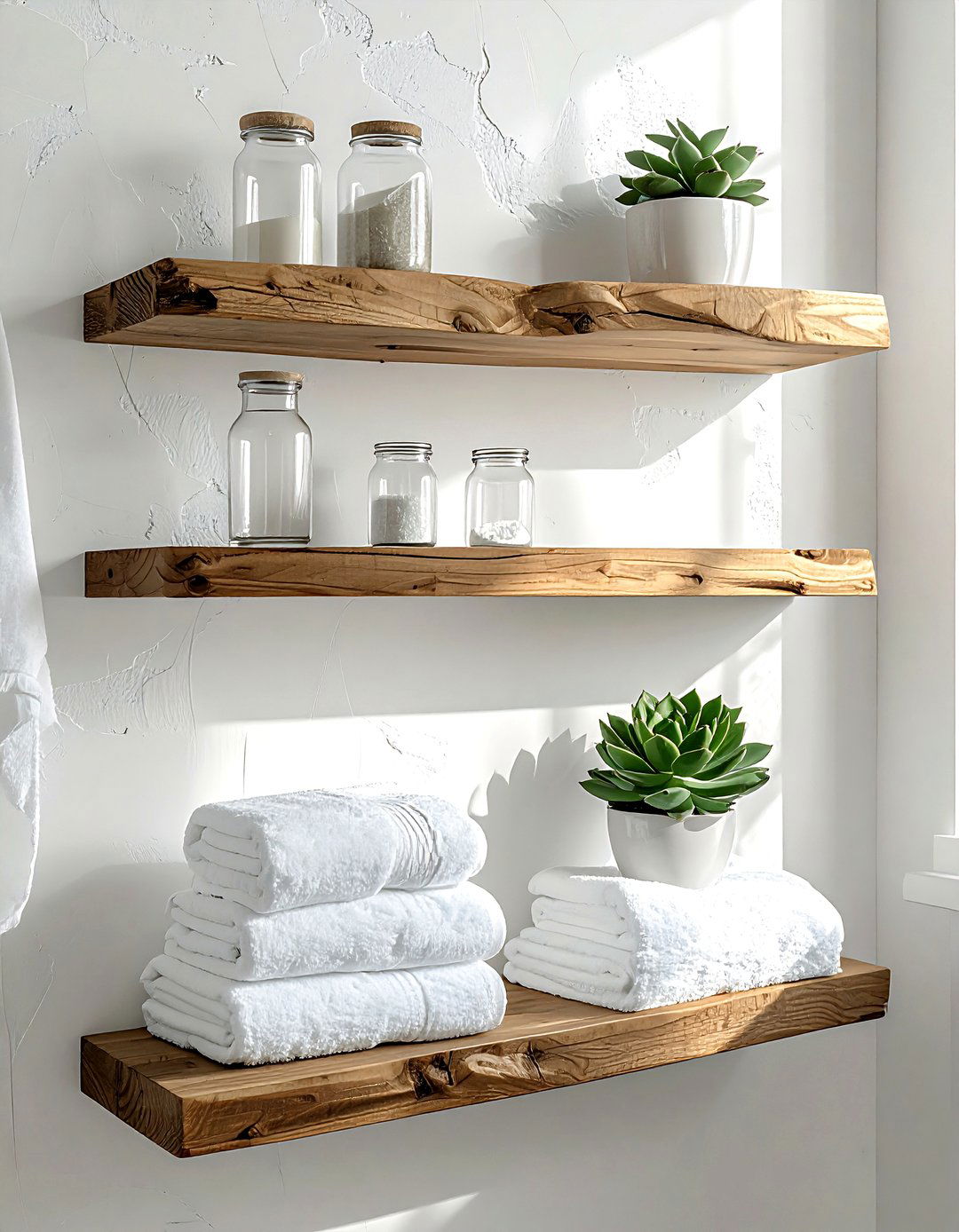 Floating oak shelf - 30 Nordic bathroom ideas