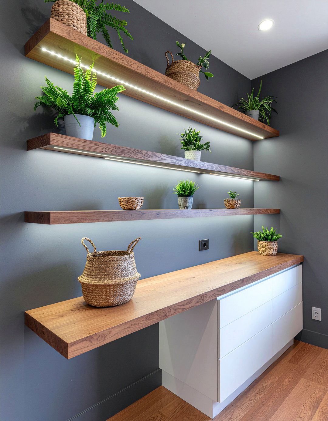 Floating shelf accent lights - 30 accent lighting kitchen ideas