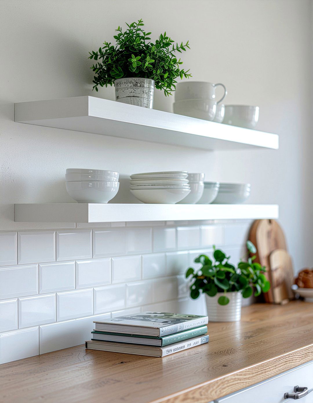 Floating shelf decor - 30 inexpensive kitchen update ideas