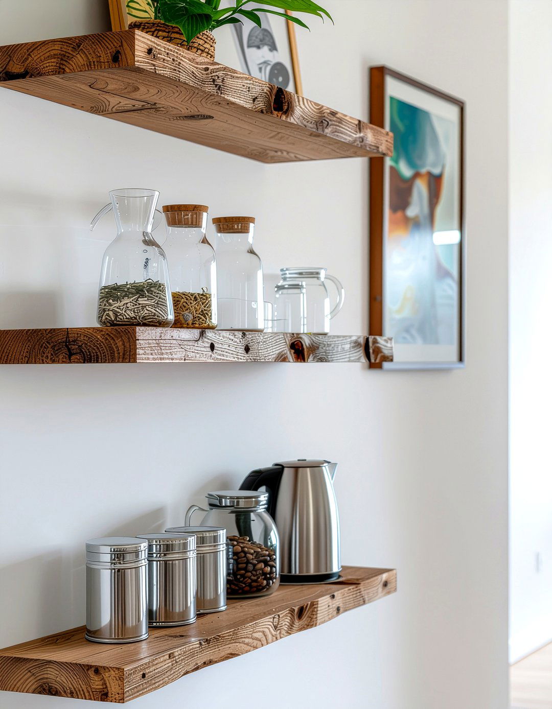 Floating shelf drink station - 30 living room drink station ideas