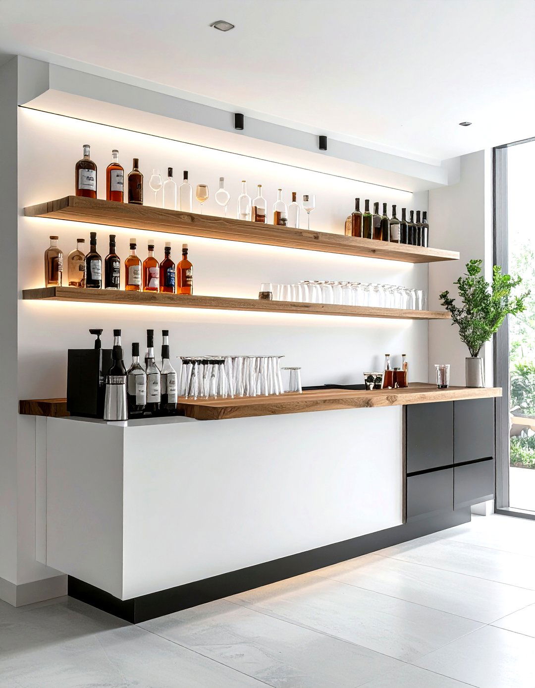 Floating shelf dry bar - 30 dry bar ideas