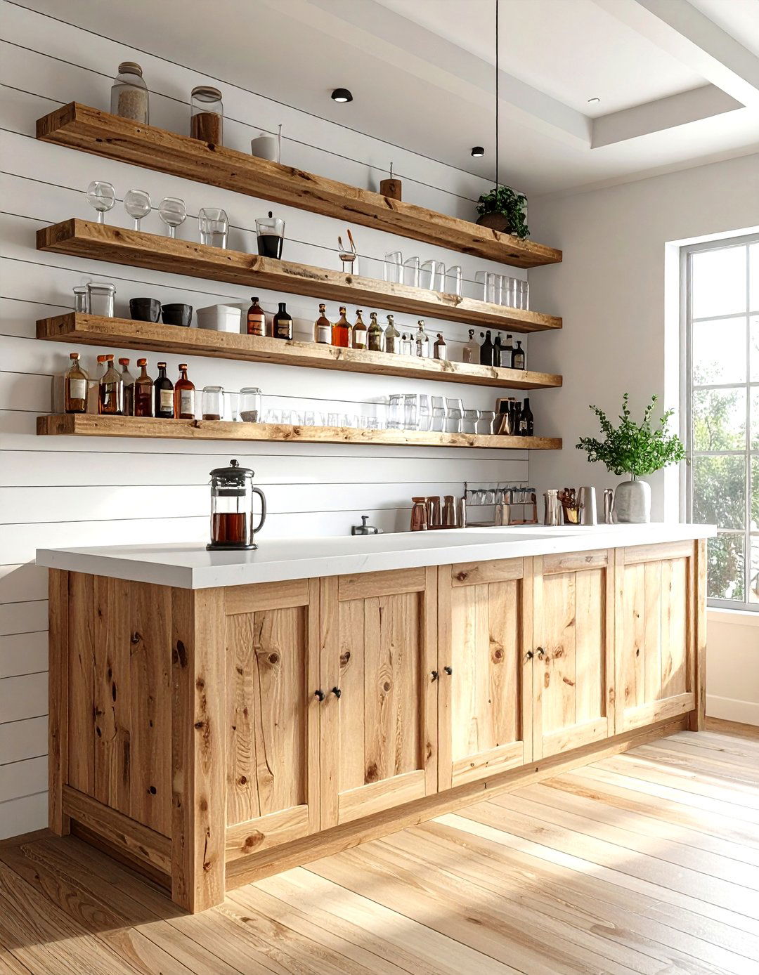 Floating shelf dry bar - 30 kitchen dry bar ideas
