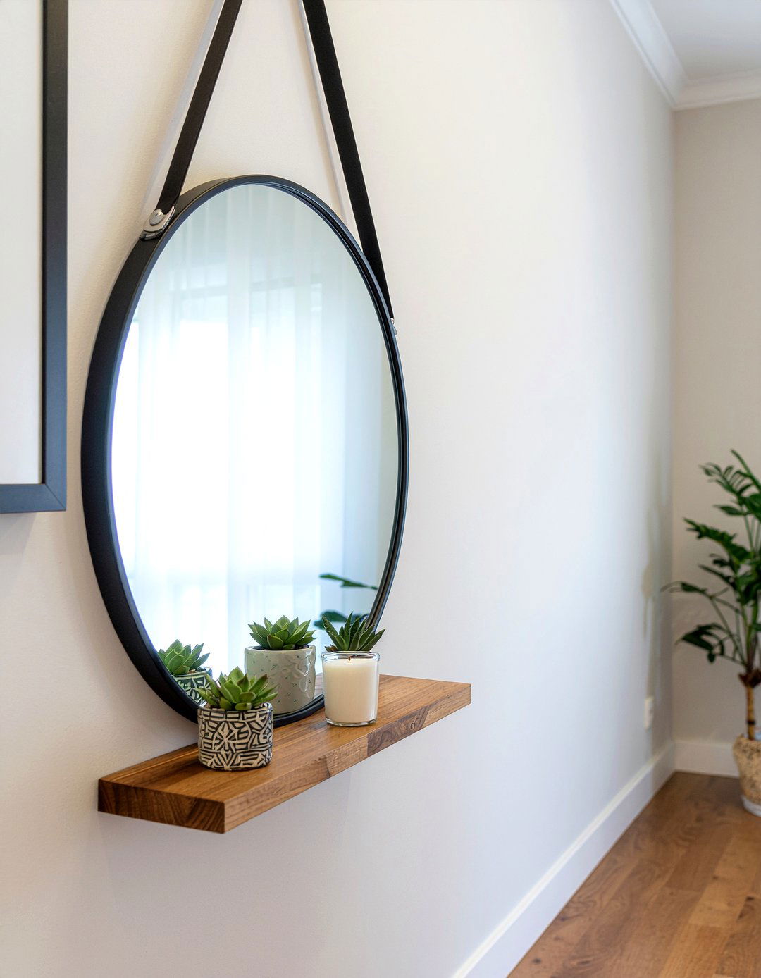 Floating shelf mirror - 30 living room mirrors