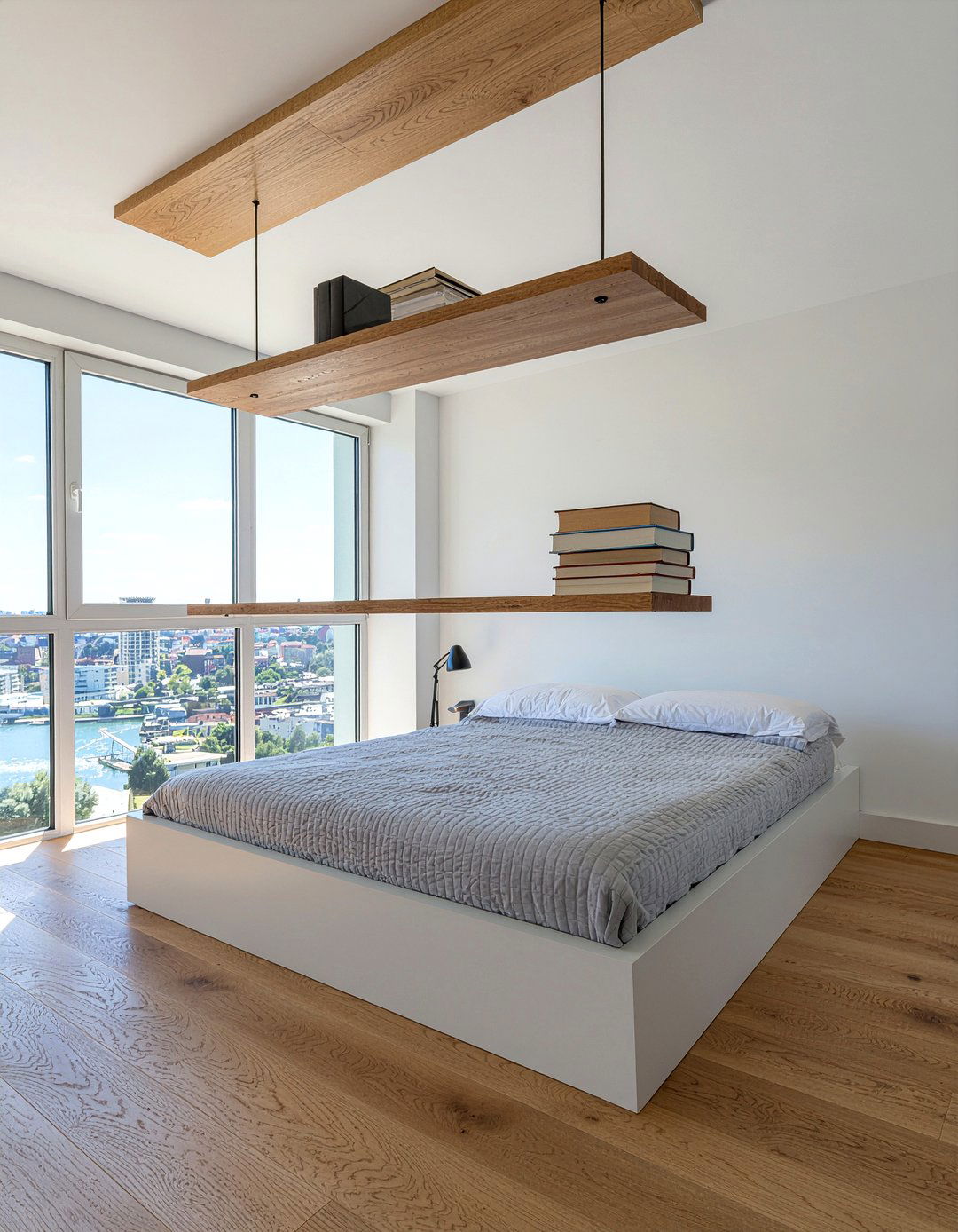 Floating shelf partition - 30 bedroom bookshelf dividers