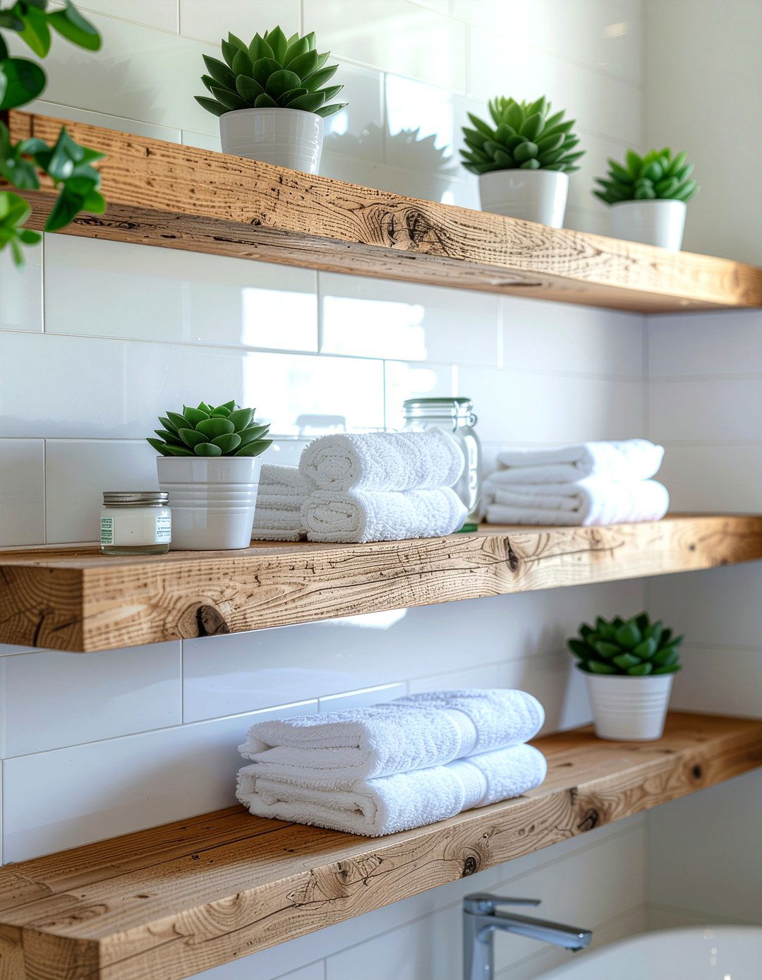 Floating shelves - 30 bathroom organization ideas