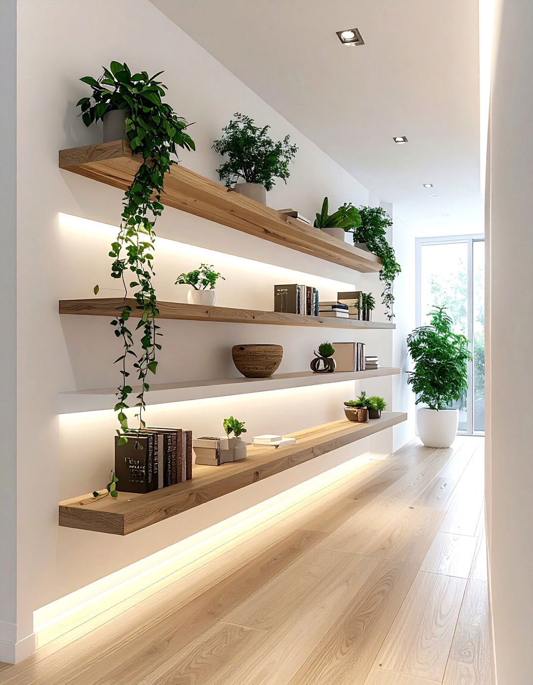 Floating shelves - 30 hallway wall decor ideas