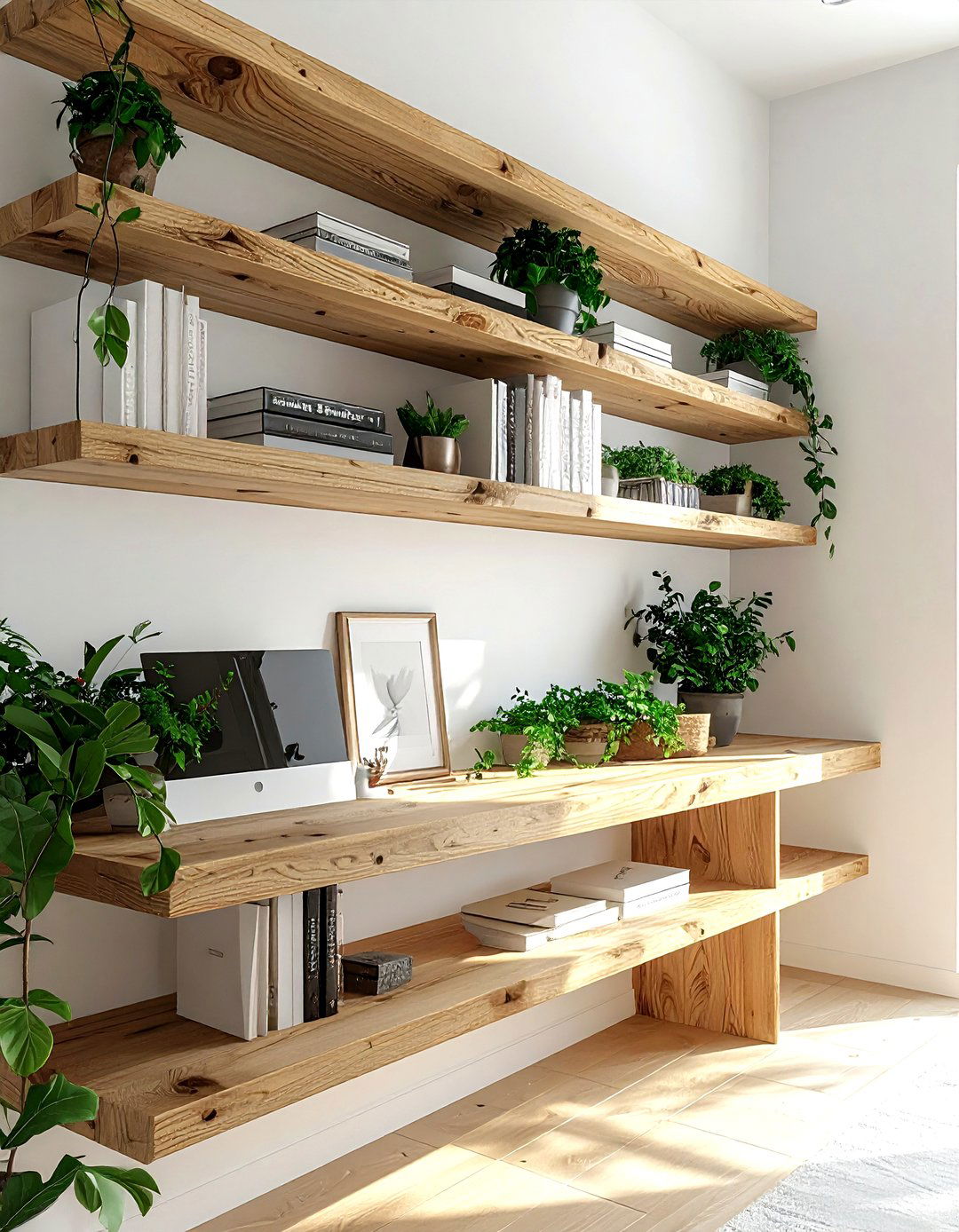 Floating shelves - 30 home office organization ideas