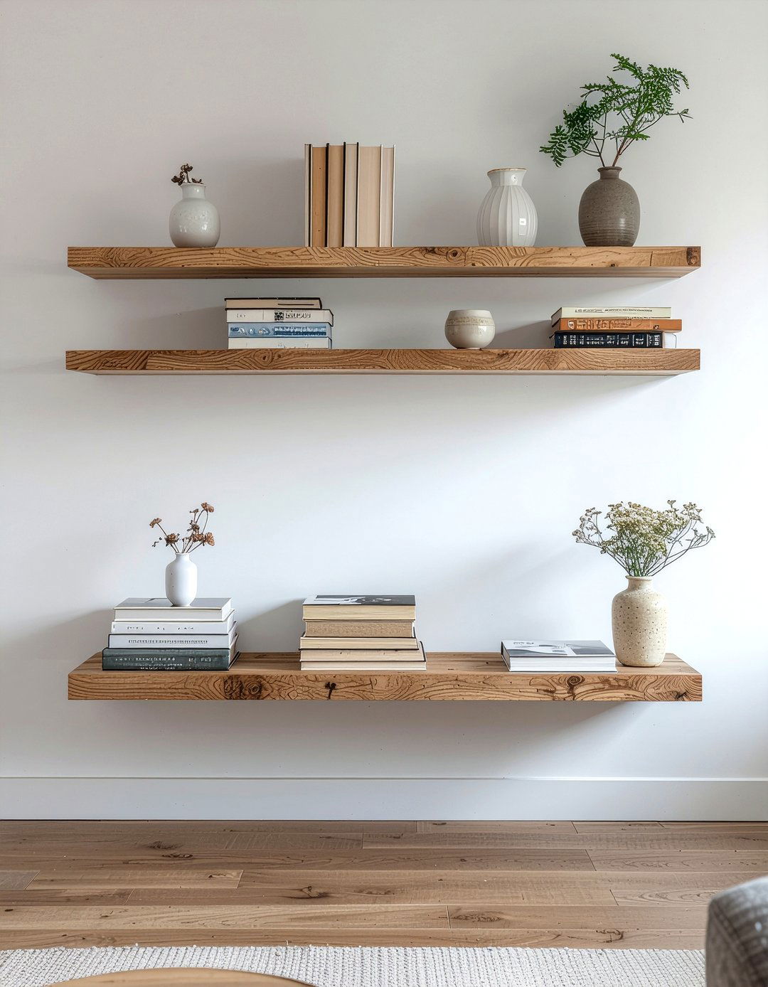 Floating shelves - 30 low cost living room ideas