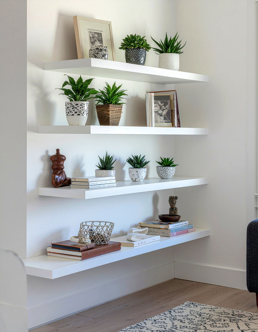 Floating shelves - 30 small living room ideas