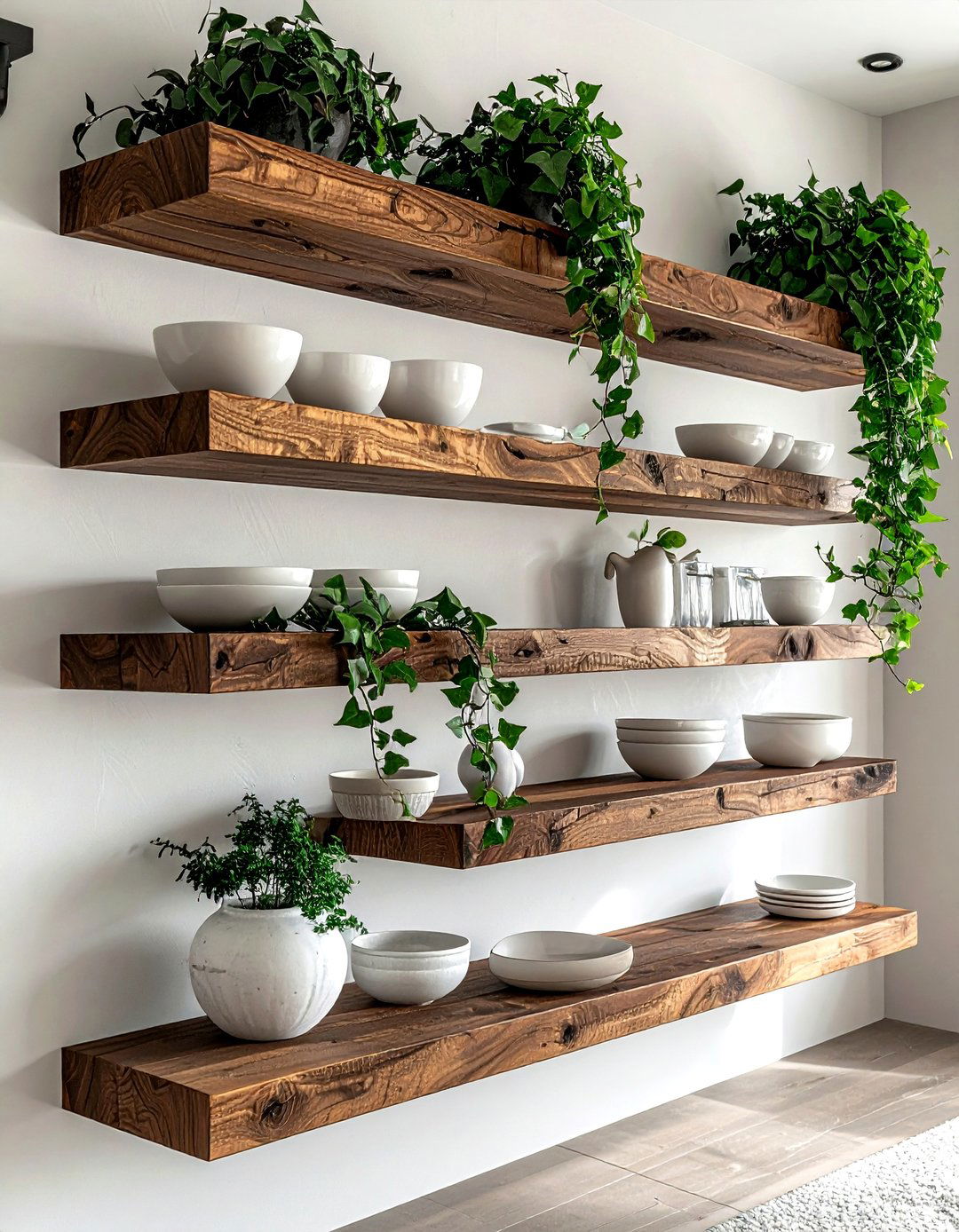 Floating shelves display - 30 statement wall ideas
