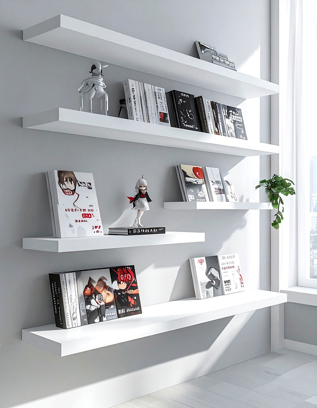 Floating shelves for manga - 30 manga bedroom ideas