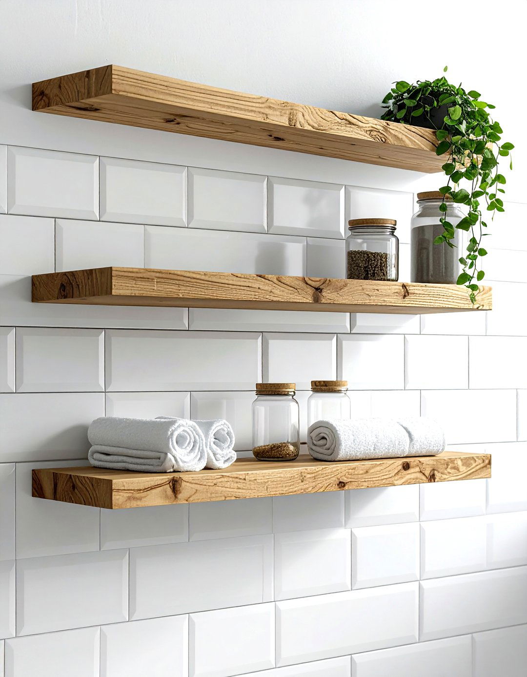 Floating shelves for wall - 30 bathroom organization hacks