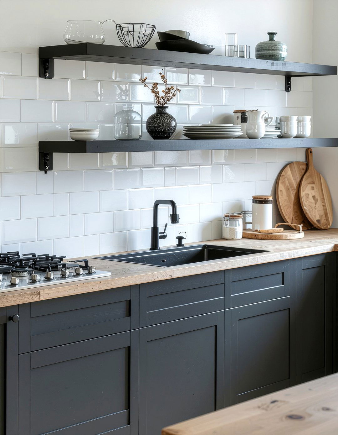Floating shelves kitchen - 30 kitchen visual interest ideas