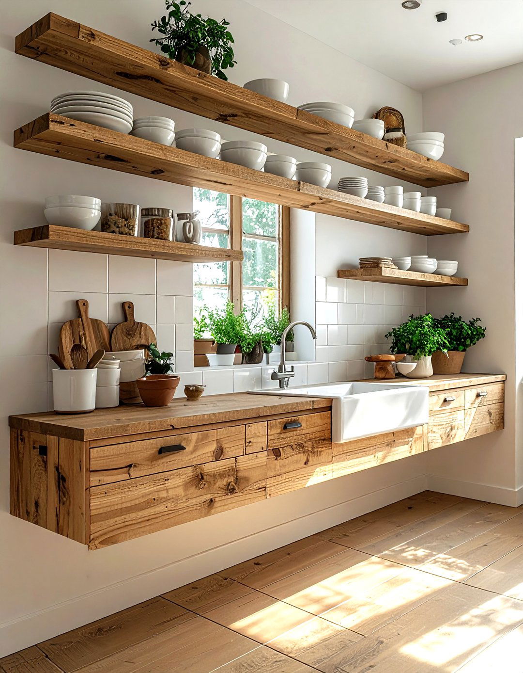 Floating shelves kitchen - 30 condo kitchen ideas