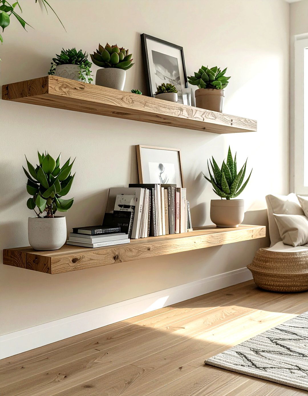 Floating shelves living room - 30 living room wall storage ideas