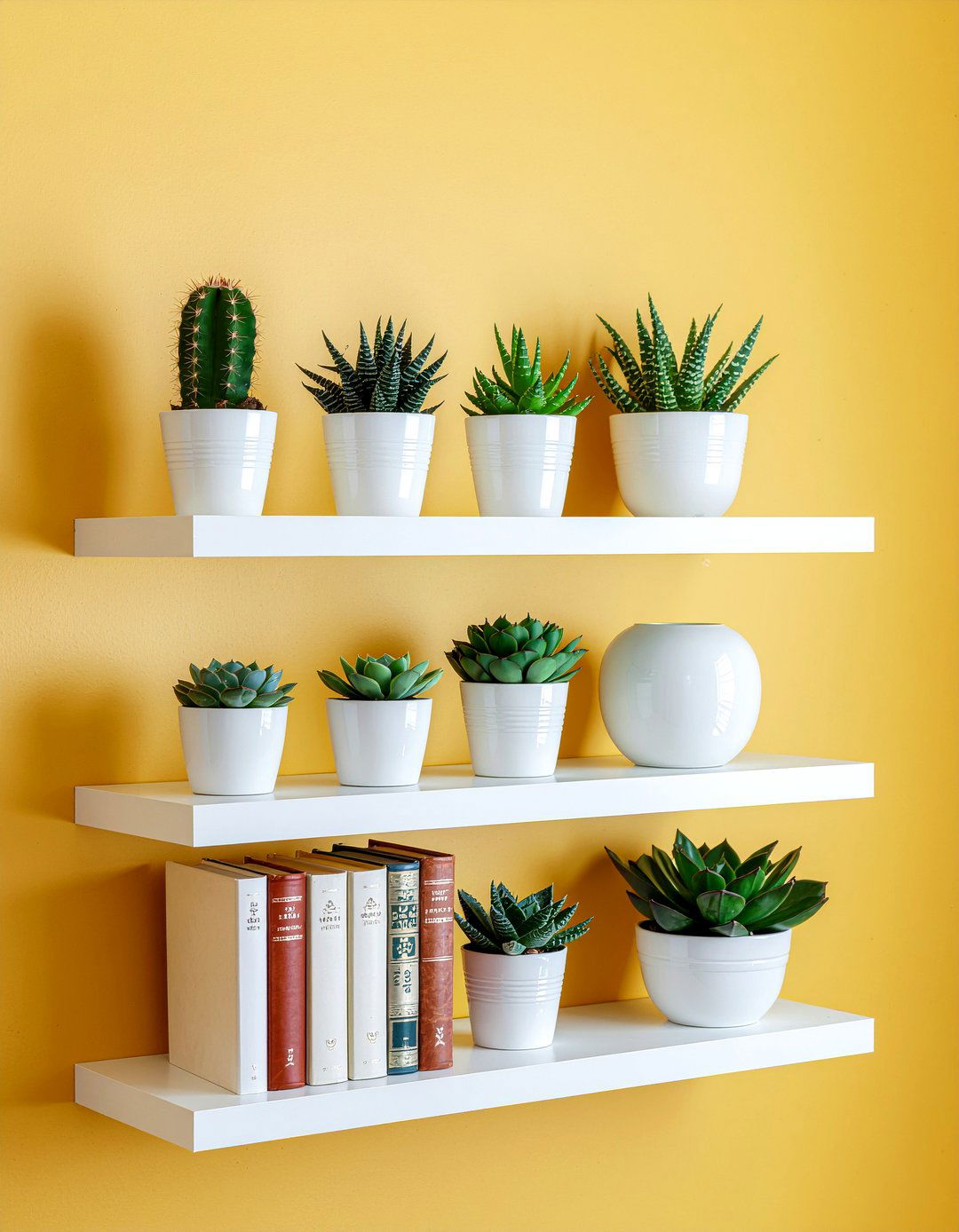 Floating shelves with command strips - 30 temporary living room ideas