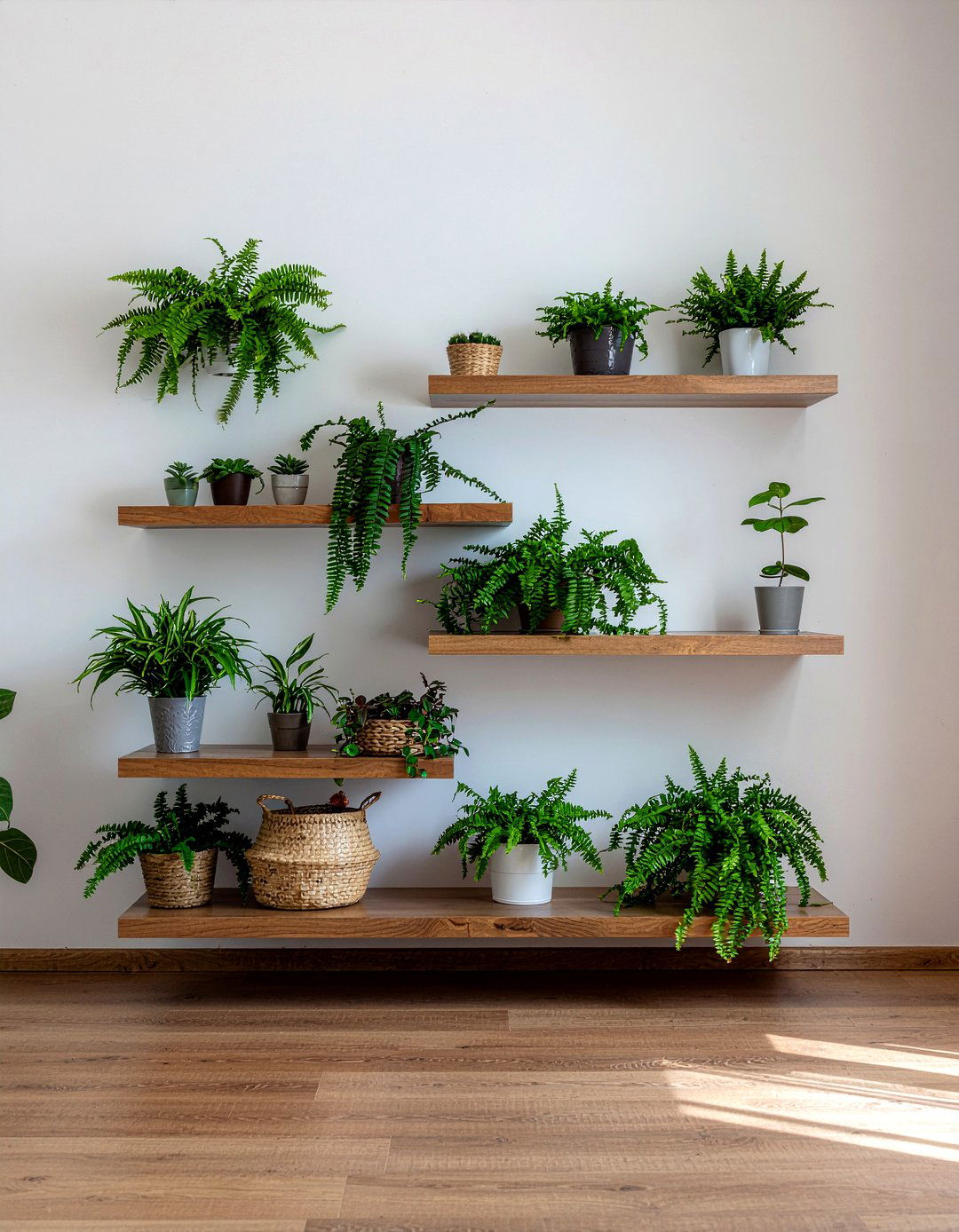 Floating shelves with plants - 30 living room floating shelves