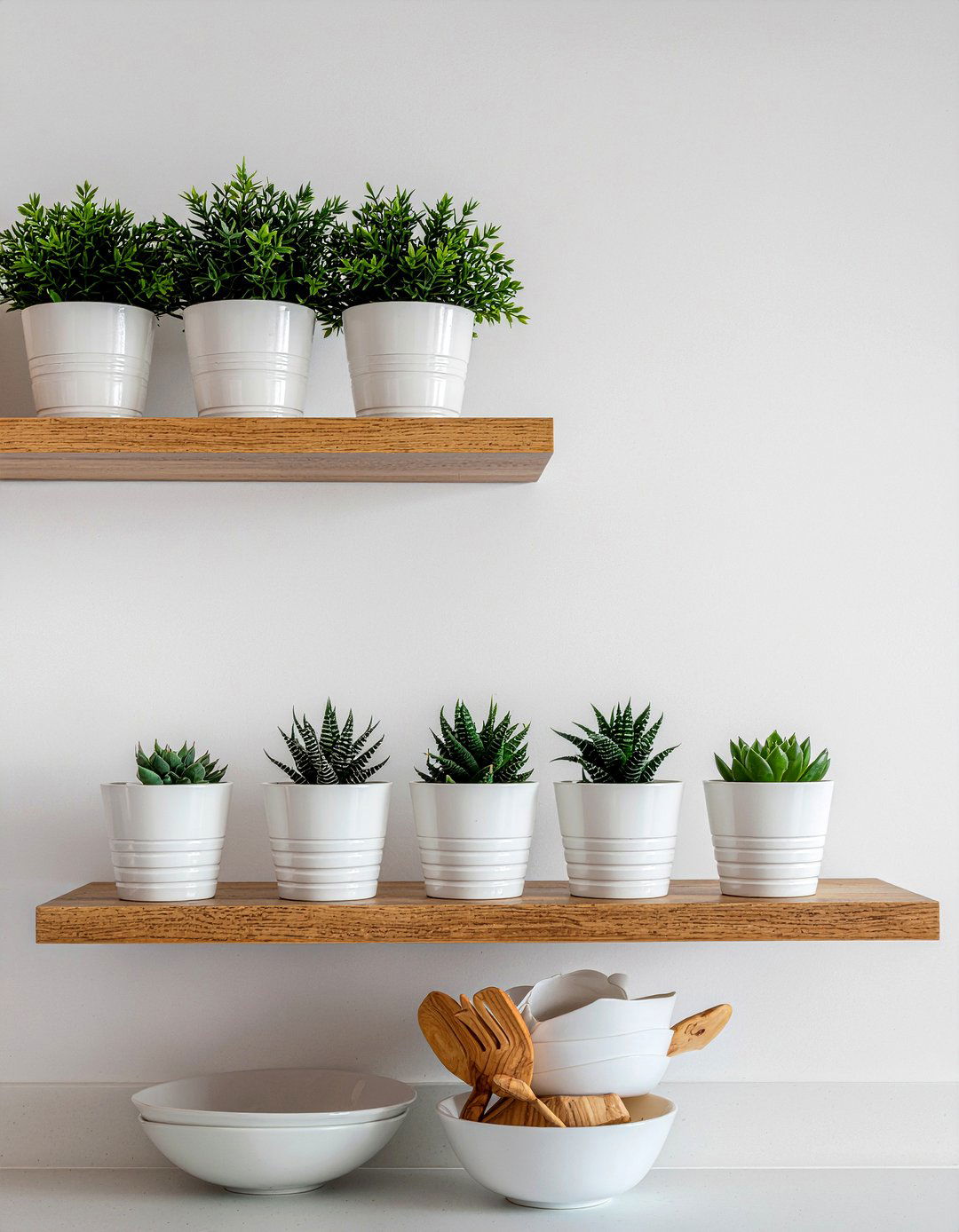 Floating shelves with succulents - 30 kitchen succulent ideas