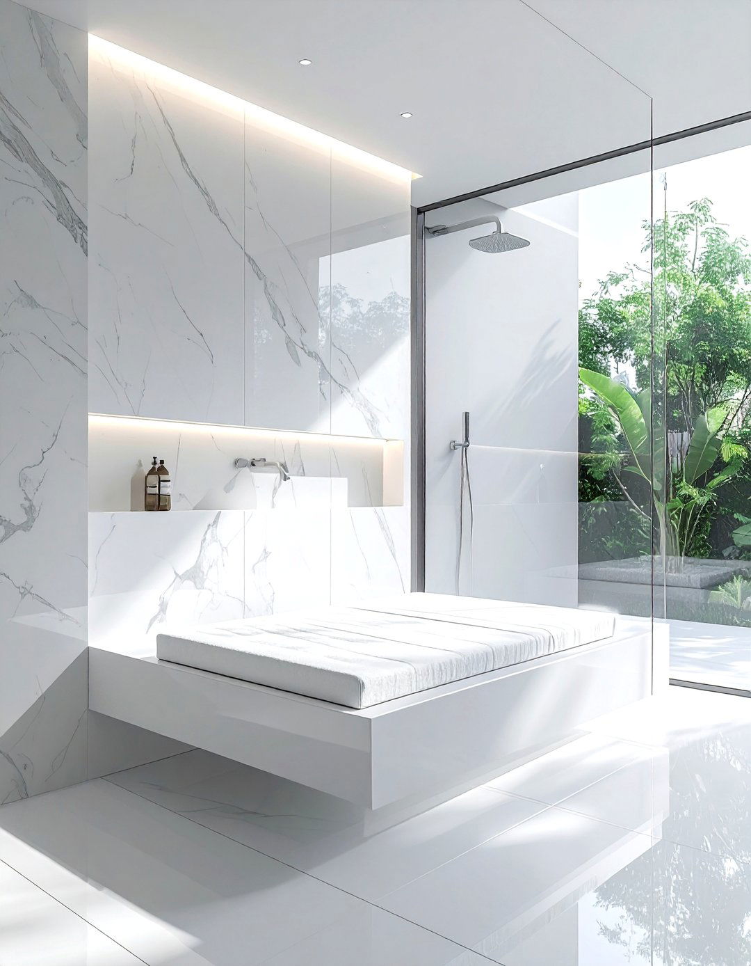 Floating shower seat - 30 bathroom seating arrangements ideas