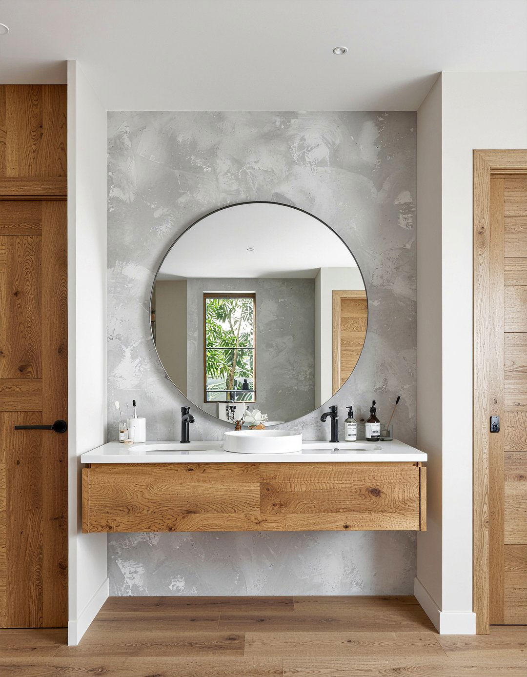 Floating vanity backdrop - 30 bathroom half wall ideas