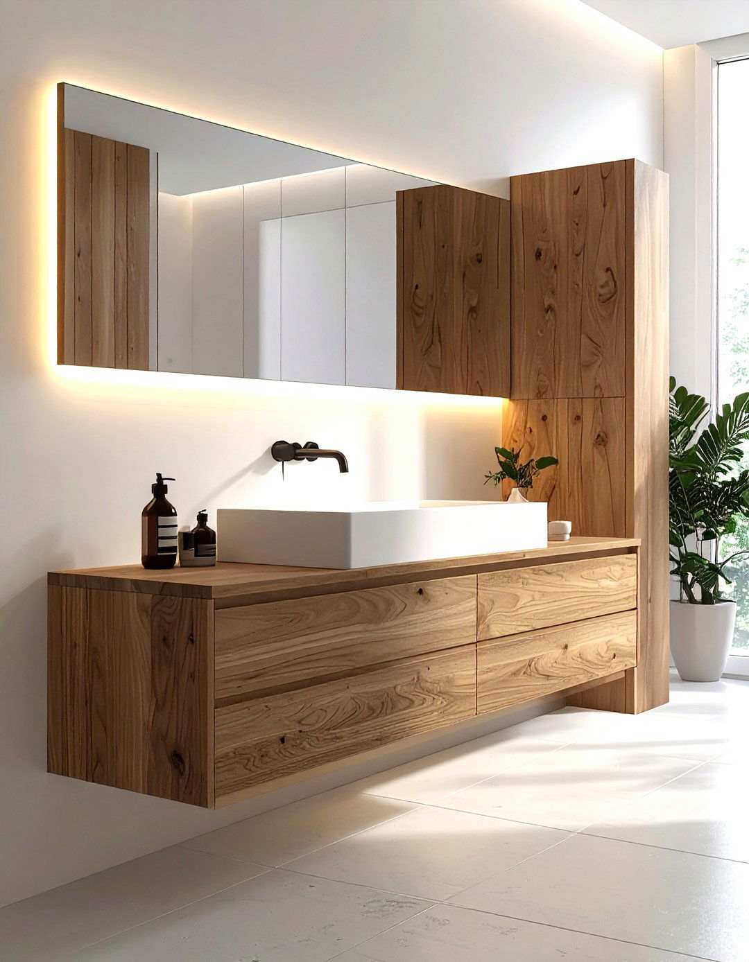 Floating vanity cabinet - 30 large bathroom ideas