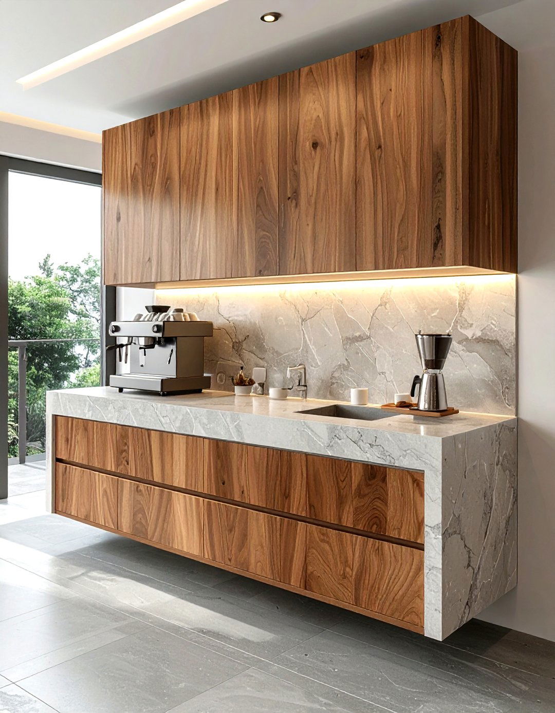 Floating vanity coffee station - 30 coffee station kitchen ideas