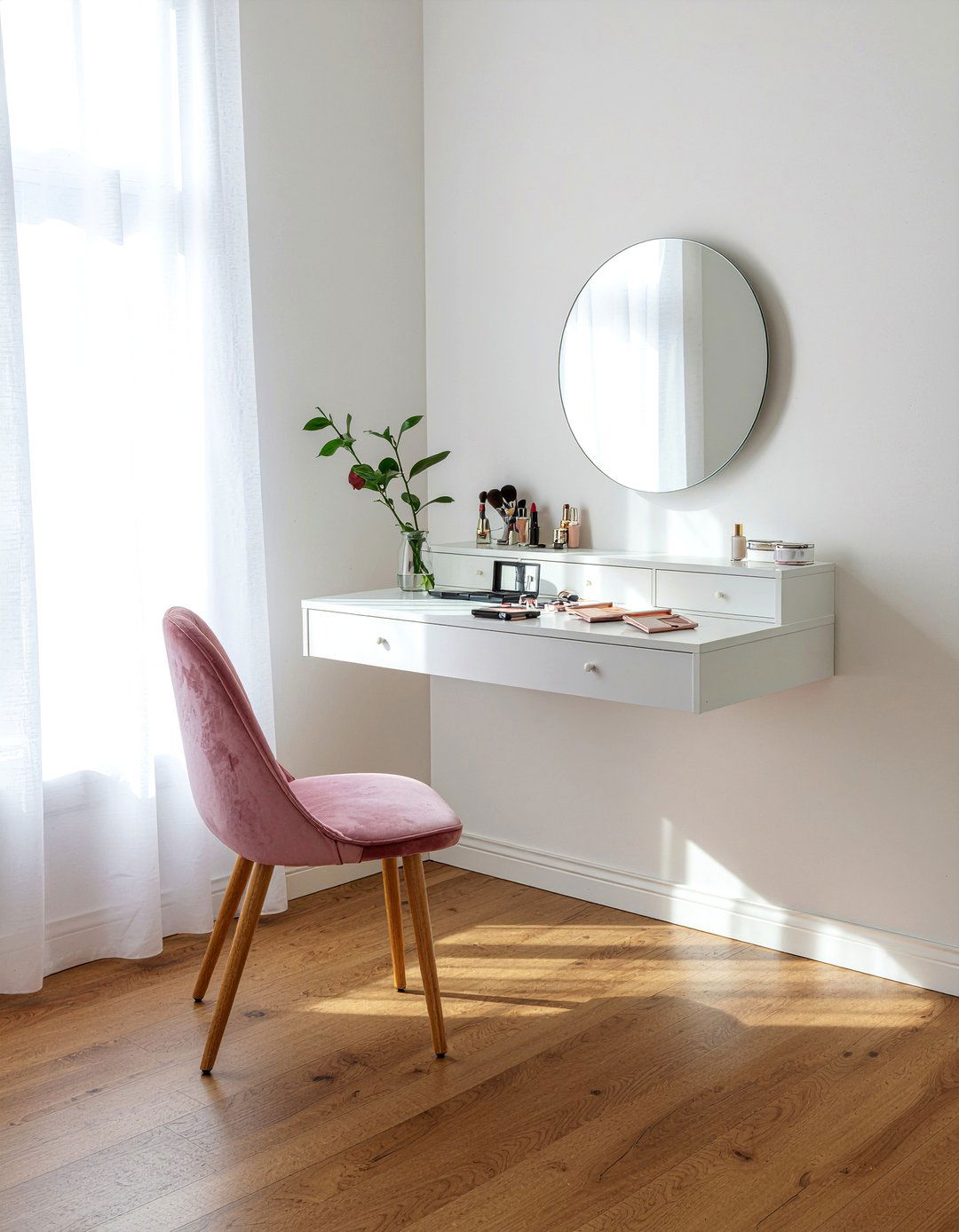 Floating vanity for makeup - 30 bedroom floating vanity ideas