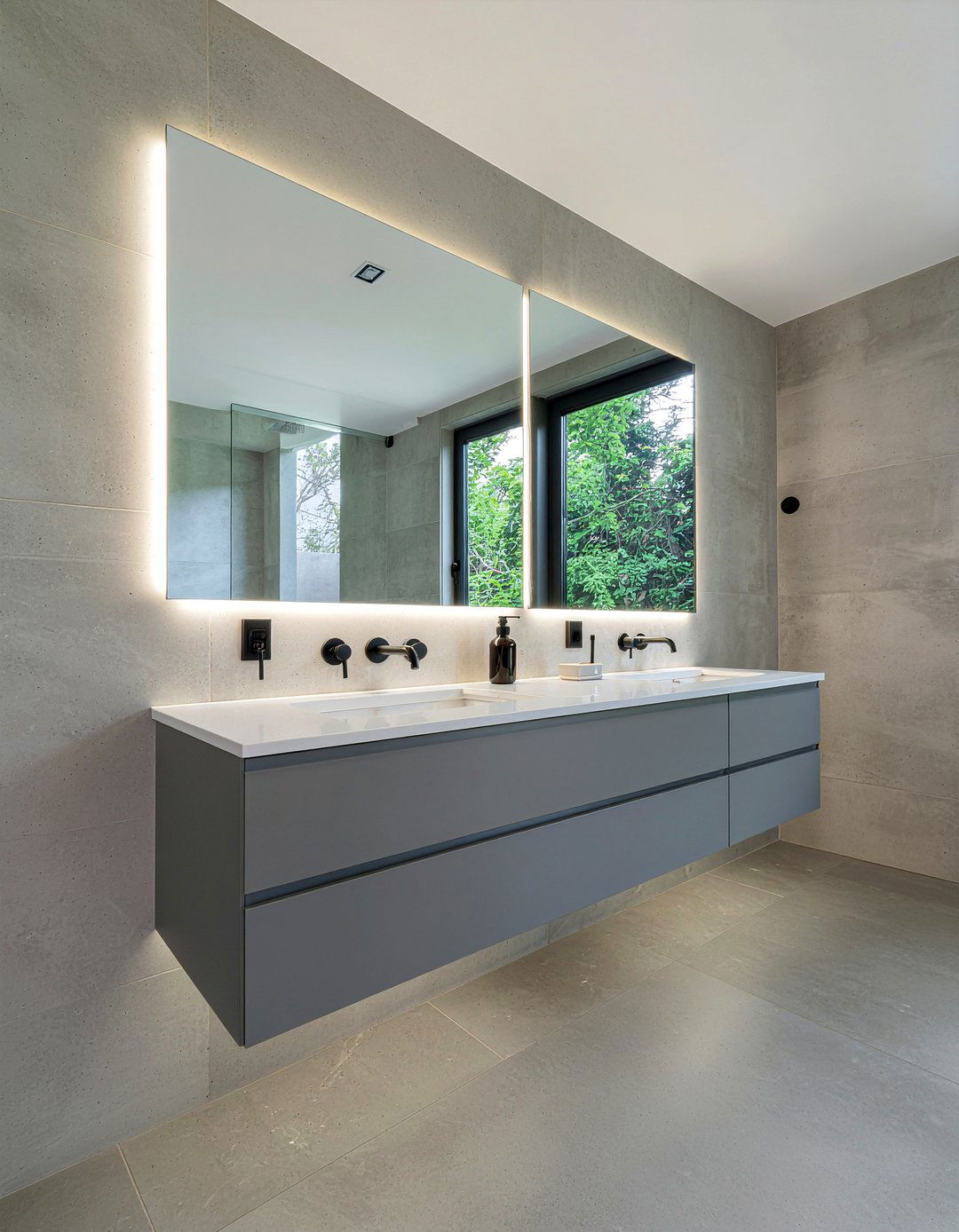 Floating vanity light - 30 LED bathroom lighting ideas