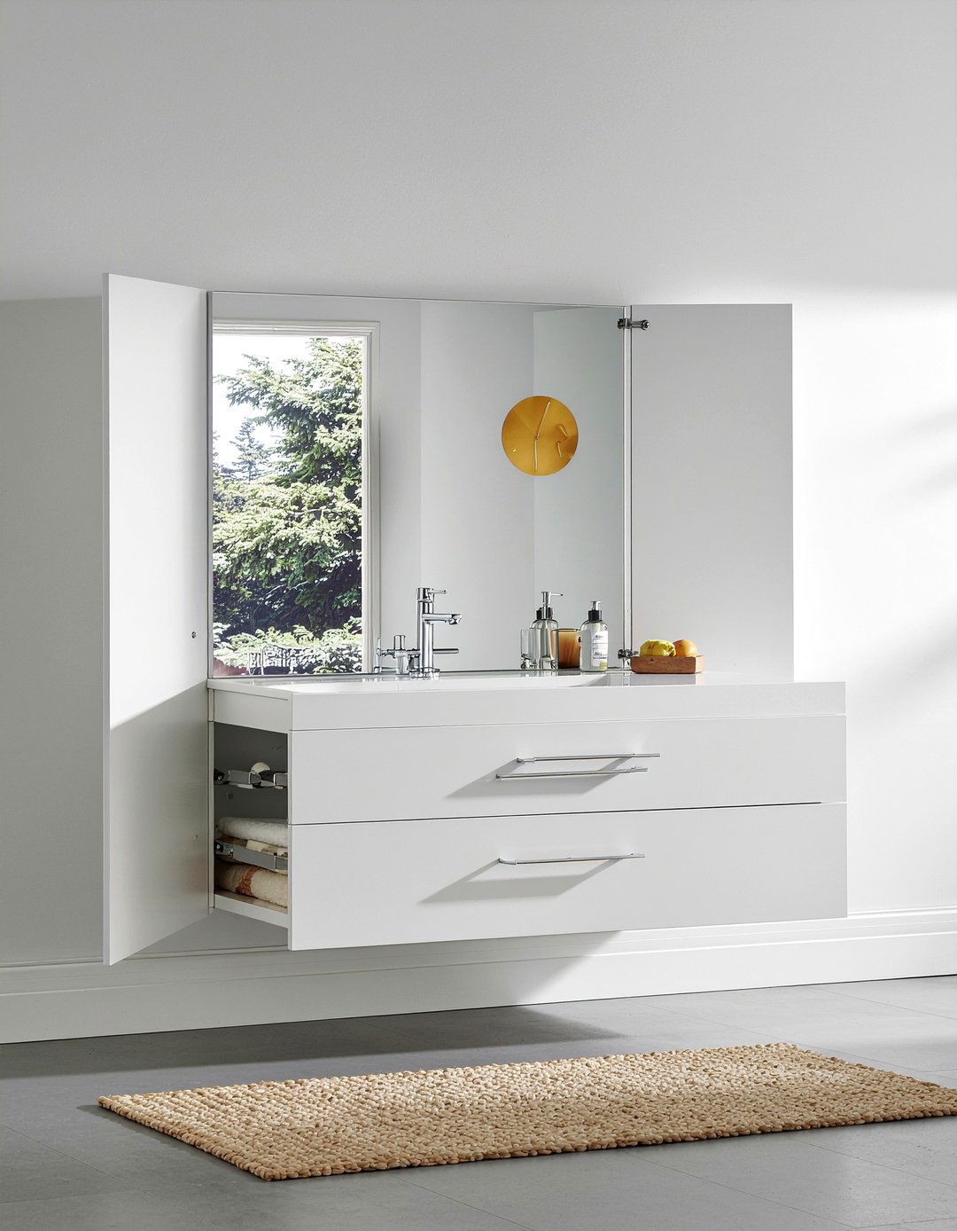 Floating vanity with hidden storage - 30 bedroom floating vanity ideas