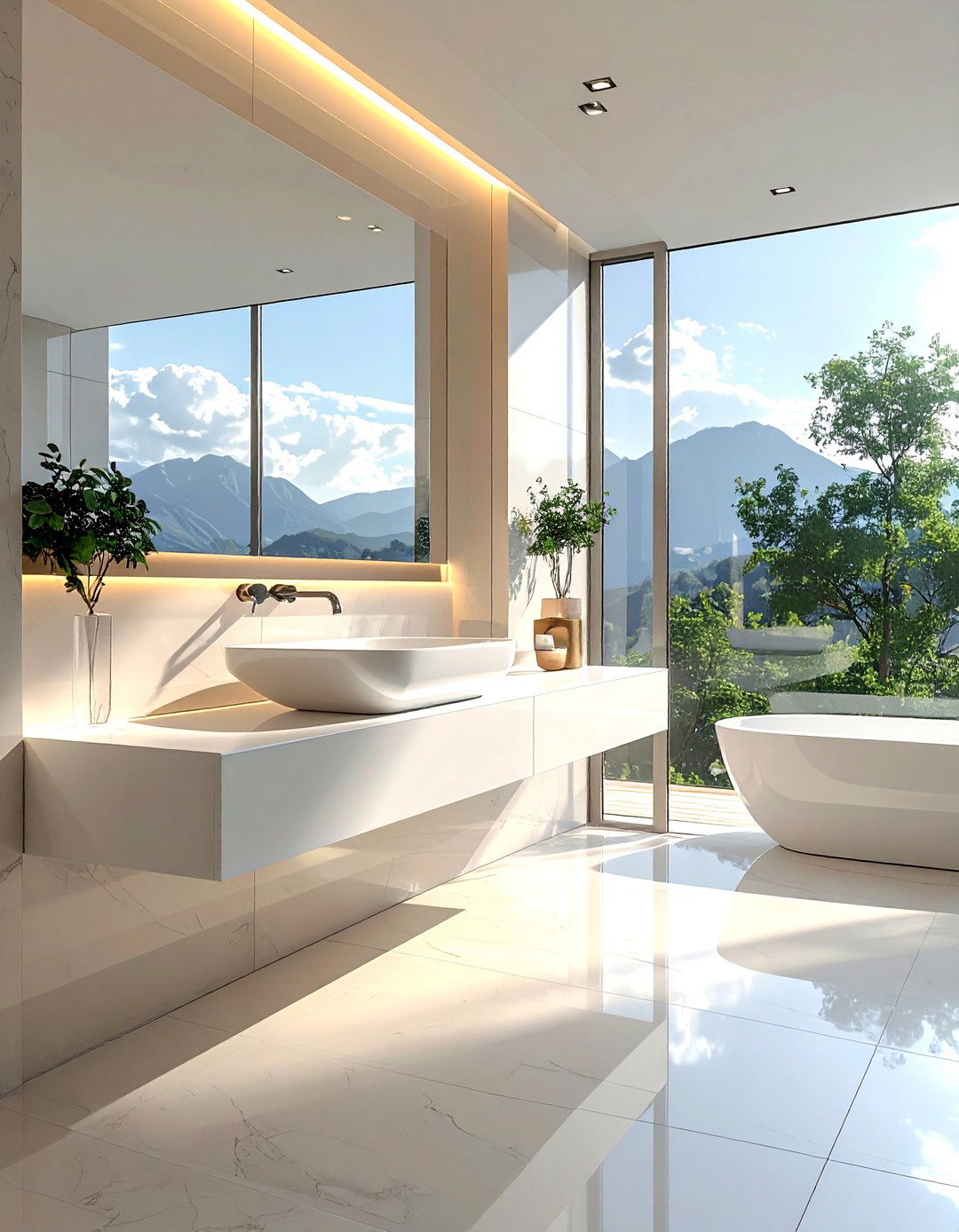 Floating vanity with integrated sink - 30 floating vanity ideas