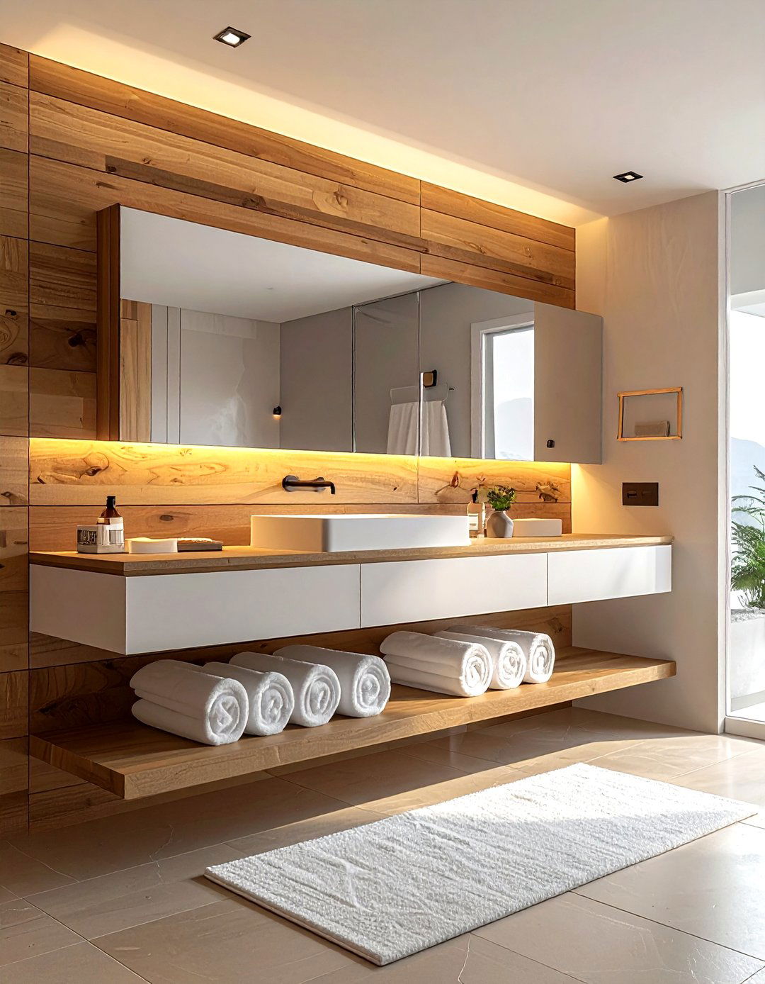 Floating vanity with open shelf - 30 floating vanity ideas