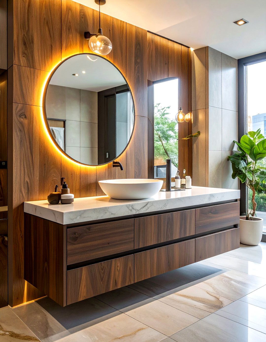 Floating vanity with vessel sink - 30 floating vanity ideas