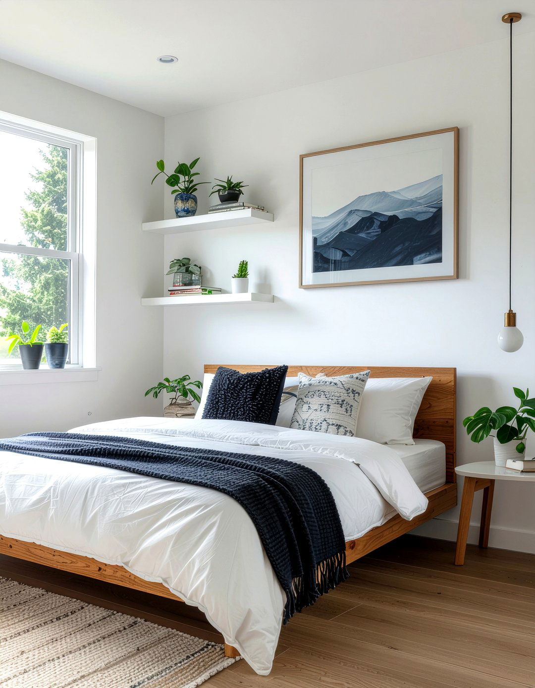 Floating wall shelf - 30 bedroom storage tips