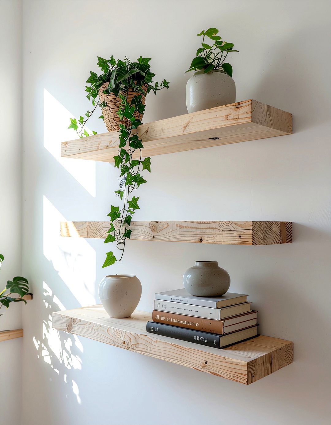 Floating wall shelves - 30 bedroom storage ideas
