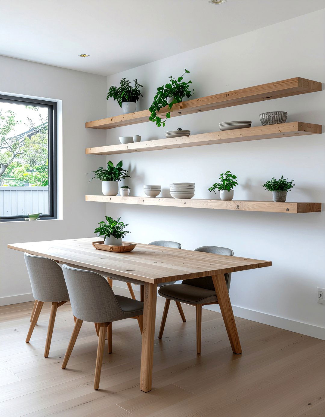 Floating wall shelves - 30 dining room improvement ideas