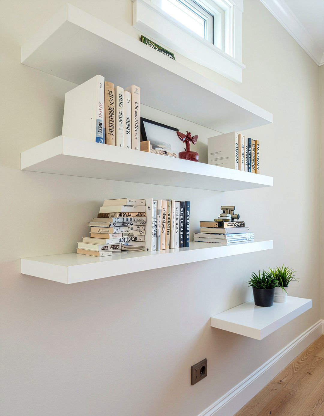 Floating wall shelves - 30 baby proof living room ideas
