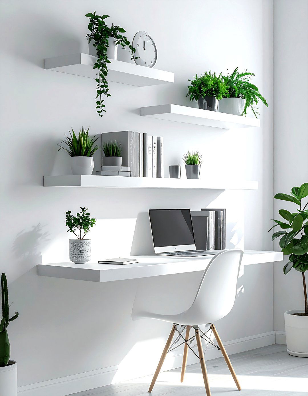 Floating wall shelves - 30 home office decor ideas
