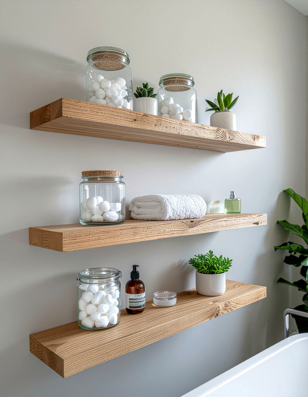 Floating wall shelves - 30 small bathroom storage ideas