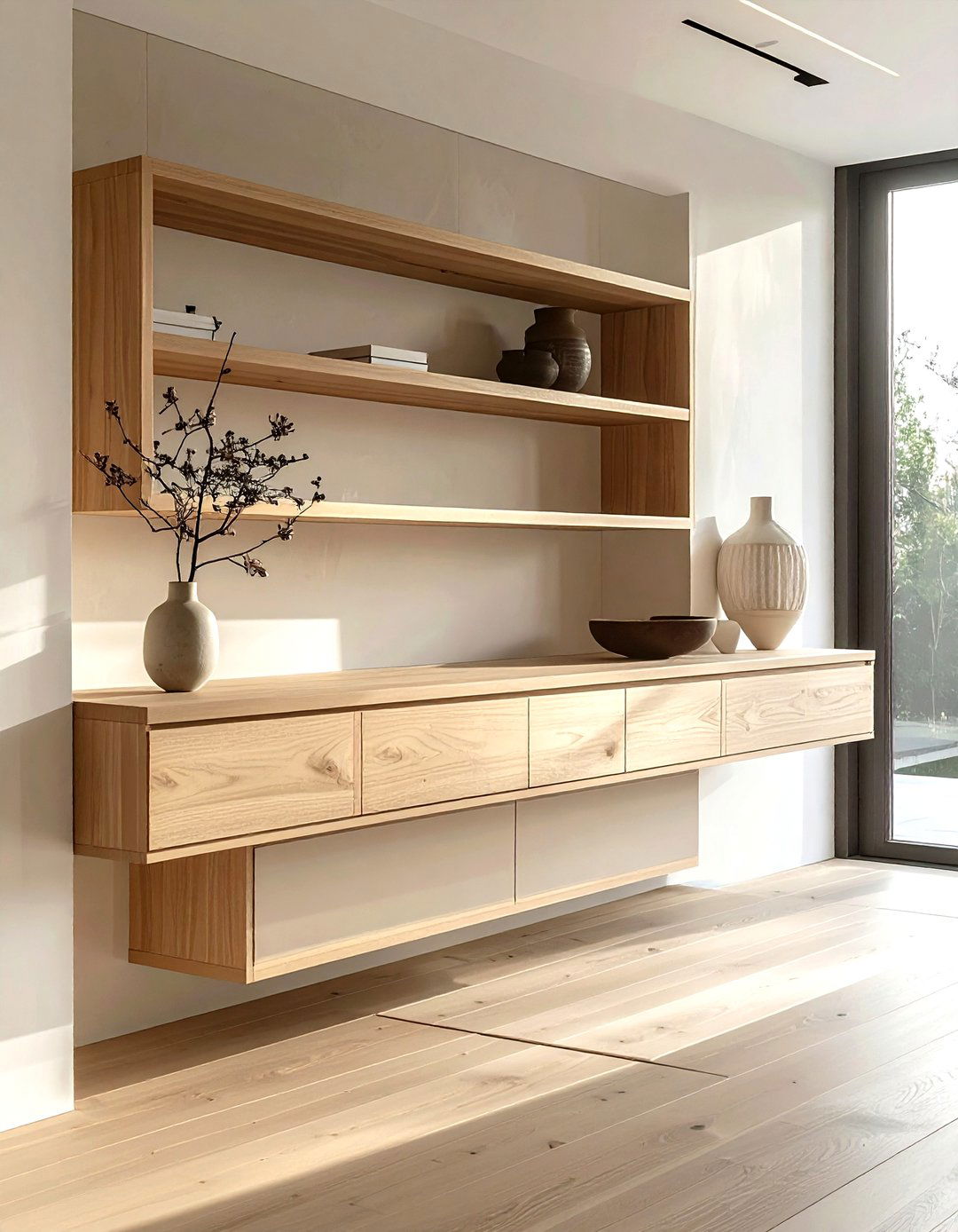 Floating wood cabinet - 30 living room built-in cabinets