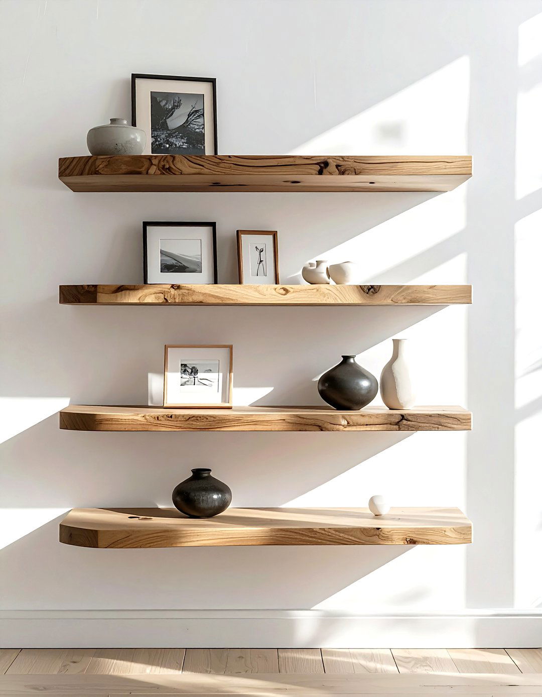 Floating wood shelf - 30 attainable decor ideas
